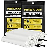 Emergency Fire Blanket For Home And Kitchen, Safe Touch Silicone Coated, 2 Pack Fiberglass Fire Blanket for Home, Fire Suppression for Kitchen, Fire Extinguisher For Kitchen BBQ Camping 39” x 39”