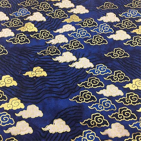 Amazon Com Sqinaa Fabric Cotton Satin Sewing Material Japanese Style Auspicious Cloud Meaning Perfect For Arts Crafts Fancy Dress Blue