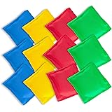 Super Z Outlet Nylon Cornhole Bean Bags Toy Set Sack Hand Toss Games Weights for Kids (5" x 5" Assorted Colors) (12 Pack)