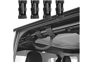 JeCar Roll Bar Grab Handles Grip Handle for Jeep Wrangler CJ YJ TJ JK JK JL JLU JT Sports Sahara Freedom Rubicon & Unlimited 1955-2020 4Pcs (Black)