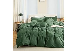 KINMEROOM Olive Green Duvet Cover Queen Size Set, 3 Pieces, 1 Soft Bedding Duvet Cover 90×90 Inches with Zipper Closure 8 Ties and 2 Pillow Shams for Queen Size Bed (Olive, Queen)