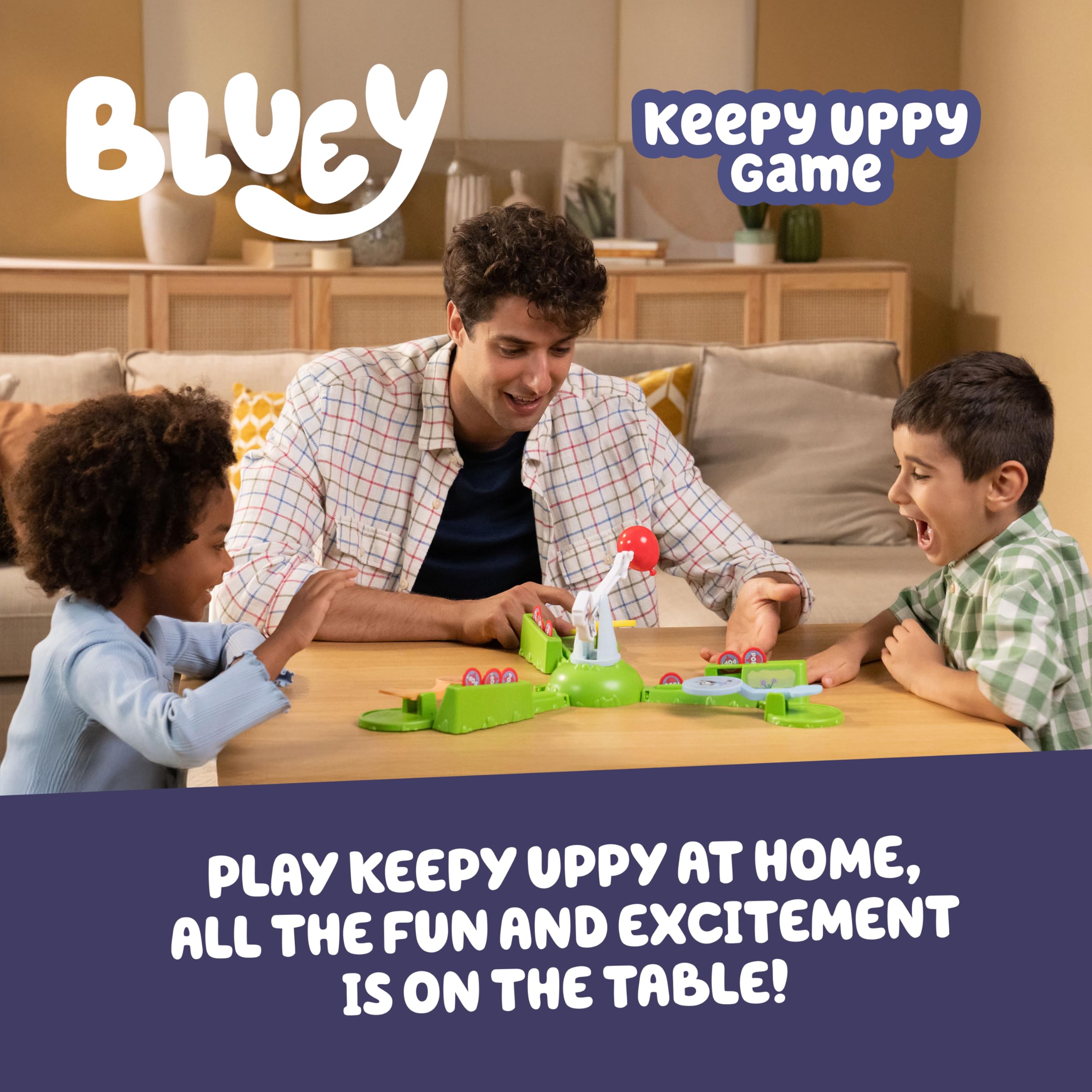 Bluey Keepy Uppy Game, Motorized Toddler Game with Bingo and Chilli Character Paddles, Games for 4+ Year Olds