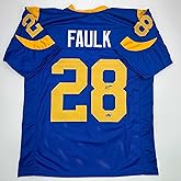 Facsimile Autographed Marshall Faulk St. Louis Royal Blue Retro Reprint Laser Auto Football Jersey Size Men's XL