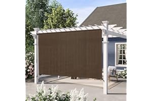 Artpuch Outdoor Roller Shade 8' W x 8' H Fabric Blind Mocha Cordless Roll Up Shade, Wand Operation Exterior Roller Shade Cloth for Patio Porch Gazebo