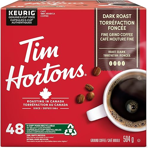 Tim Hortons Dark Roast Coffee, Single Serve Keurig K-Cup Pods, 48 Count
