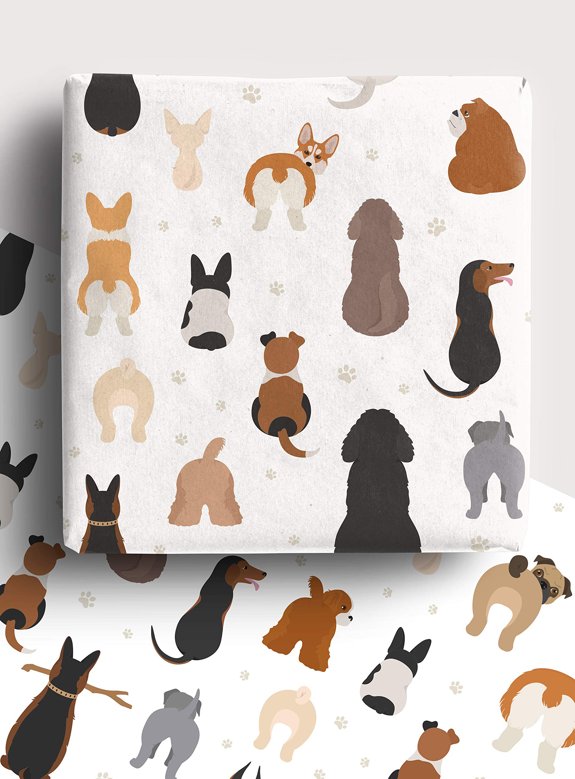 4 x Dog Wrapping Paper Sheets 70cm x 50cm each- Premium Recyclable Animal Gift Wrap Designed for Father's Day, Birthday and more. Made in the UK