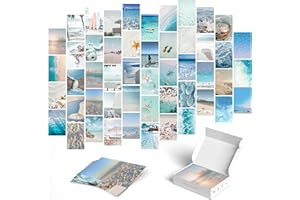 Y2K BOO Beach Blue Aesthetic Wall Collage Kit - 50 Dreamy Beach Scenes and Blue Aesthetic Photos for Teen Room Decor, Perfect Wall Art for Beachy Spaces, Ideal for Teens and College Dorms
