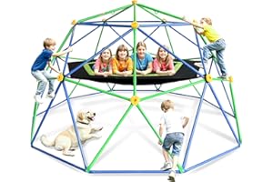 SMkidsport 10FT Geometric Dome Climber for Kids 3-12 - Heavy Duty 1000LB Capacity Jungle Gym with Hammock & Climbing Grips, Outdoor Backyard Play Equipment, Easy Assembly