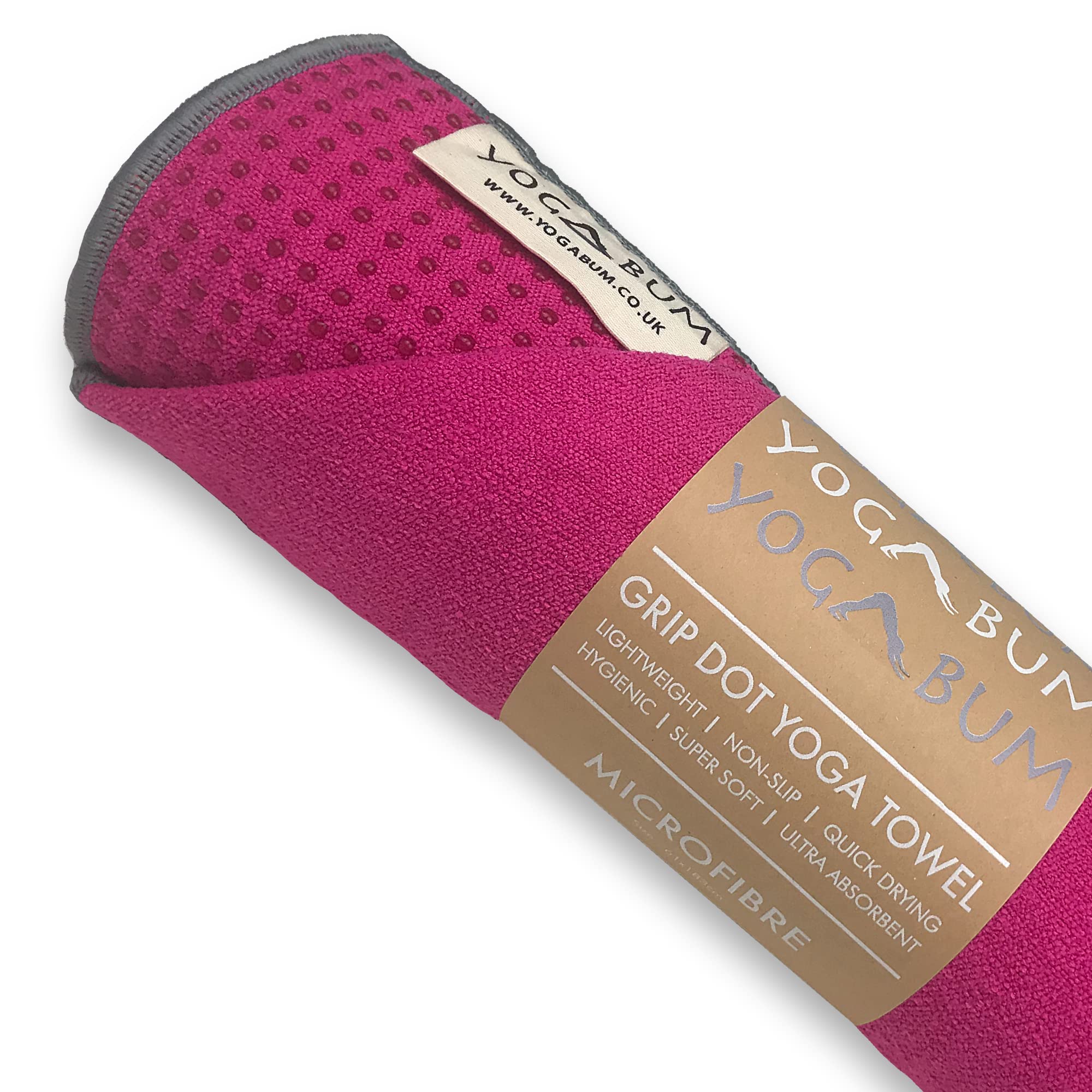 Yogabum Grip Dot Yoga Mat Towels | Non-Slip | Eco Yoga Towel (Hot Pink)