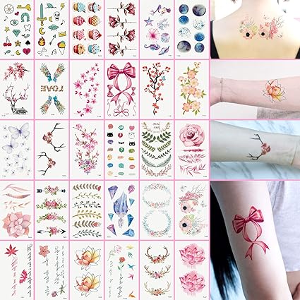 Oottati Imperméable 30 Feuilles Tatouage Temporaire Tattoo