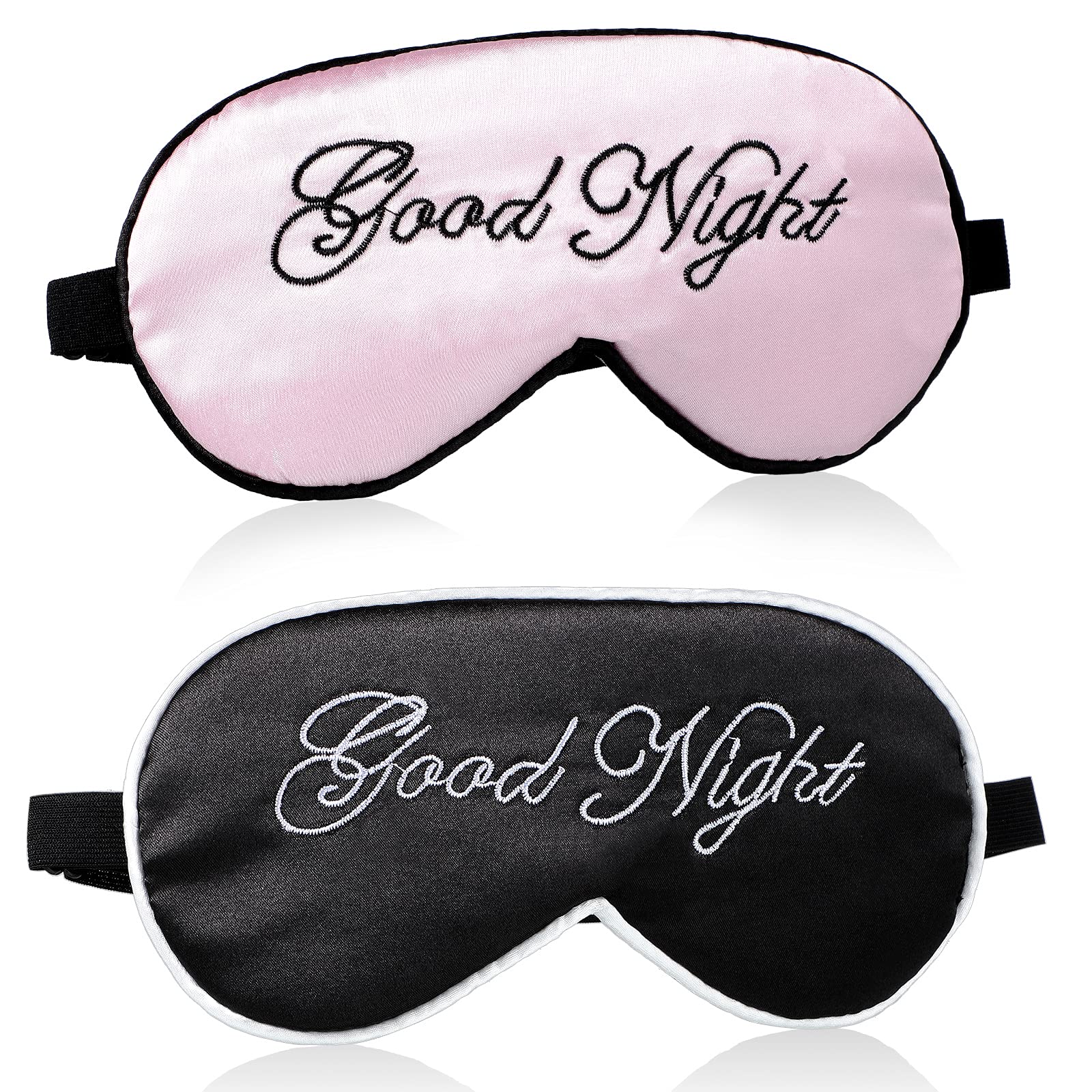 Blulu 2 Pieces Silk Sleep Eye Mask for Women and Men Silk Eye Cover Adjustable Strap Satin Eye Night Blindfold Eyeshade Cover Sleeping Mask for Night, Travel, Nap
