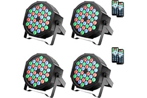 LUNSY Dj Lights, 4 Pack 36 LED Par Lights Stage Lights with Sound Activated Remote Control & DMX Control, Stage Lighting Uplights for Wedding Club Music Show Christmas Holiday Party Lighting