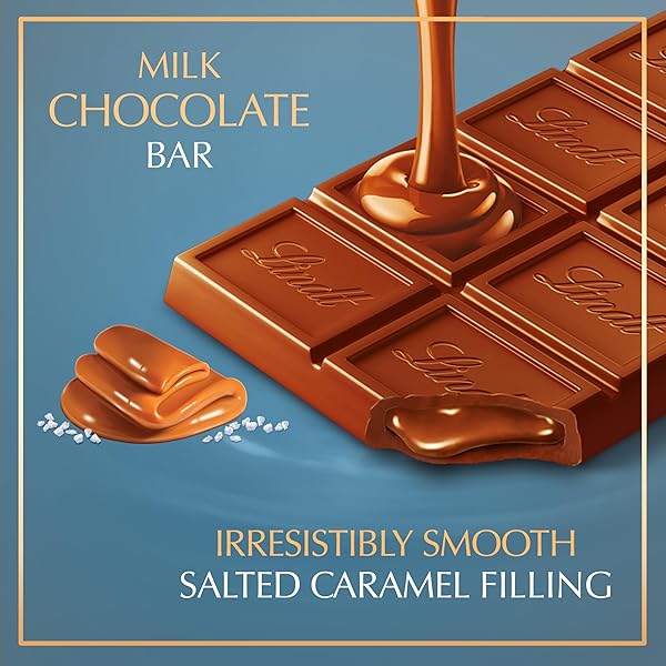 LINDT LINDOR SALTED CARAMEL MILK CHOCOLATE TRUFFLE BAR, CHOCOLATE CANDY BAR WITH SMOOTH CENTER, 3.5 OZ.