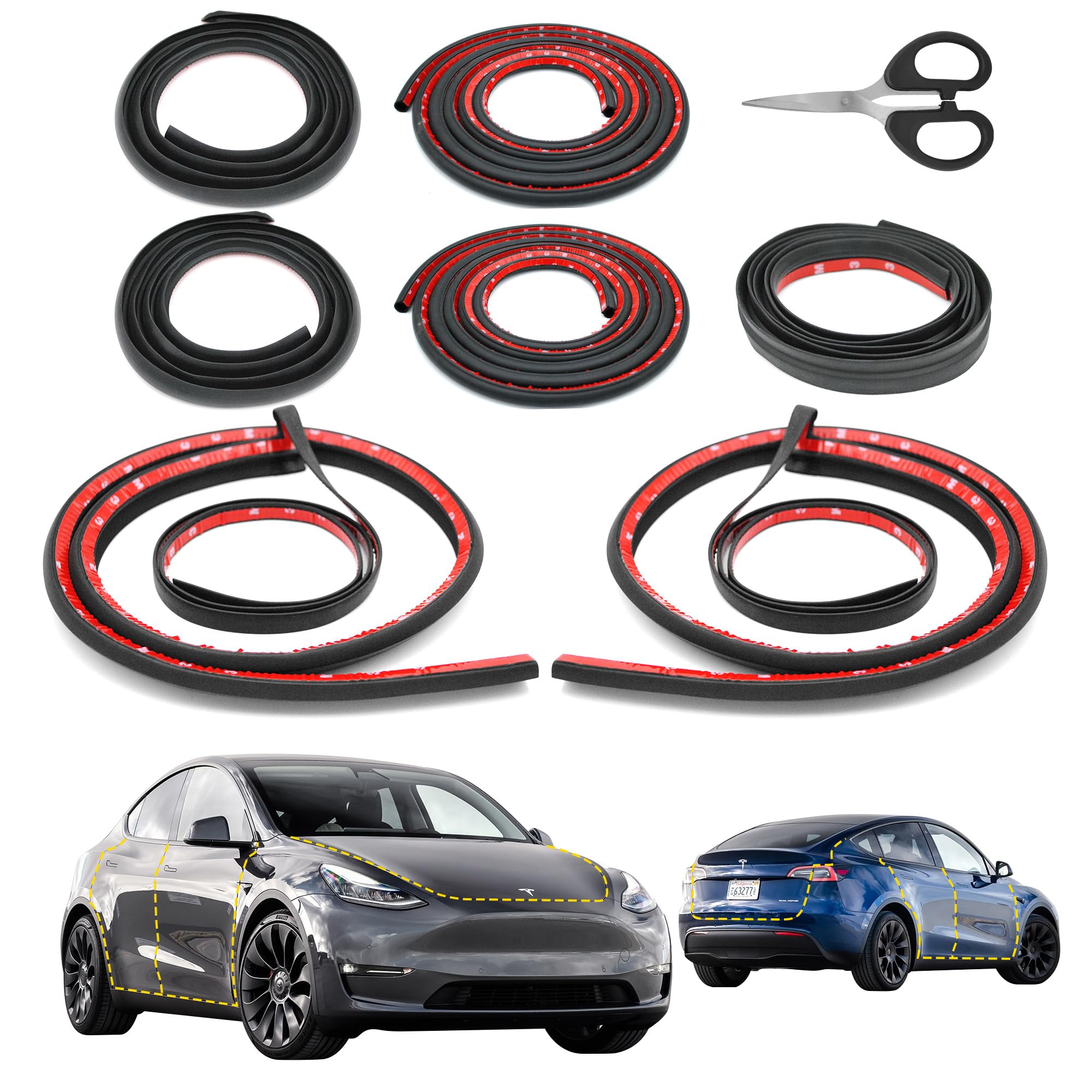 Photo 1 of Car Weather Stripping for Tesla Model Y, Soundproof Seal for Wind Noise Reduction, Door & Trunk & A/B Pillar Rubber Seals