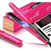 DORISILK 500 Degree High Temp Professional Hair Straightener，1 Inch Ceramic Flat Iron ，2 in 1 Hair Straightener and Curler，Plasma Flat Iron Get Frizz-Free ，Dual Voltage for Travel Using（Hot Pink）