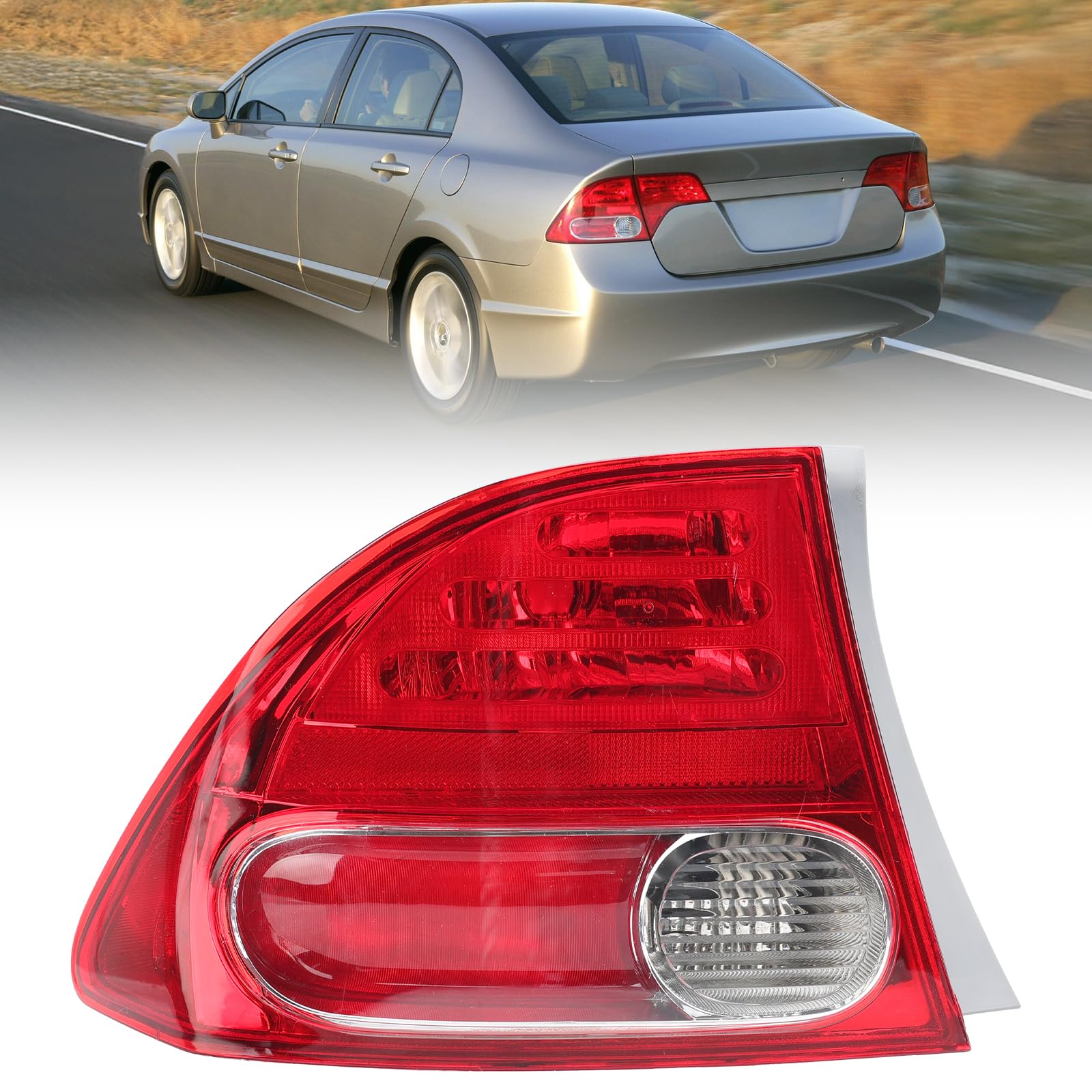 Photo 1 of Clidr Tail Light Lens for 2006 2007 2008 Honda Civic 4-Door Sedan/Hybrid Driver Side HO2800166 33551SNAA01 (Left)