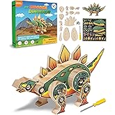 Little Jupiter DIY Wooden Kit with Stickers - Dinosaur Toys for Kids for 7-12 Yrs - Dinosaur Toy Woodworking Kits - Wood Crafts - Kids Building Kit - Wooden Crafts (Stegosaurus)