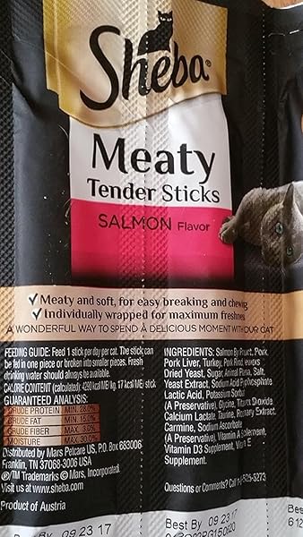 SHEBA MEATY TENDER STICKS SALMON FLAVOR – 5 BREAKABLE STICKS (PACK OF 3)