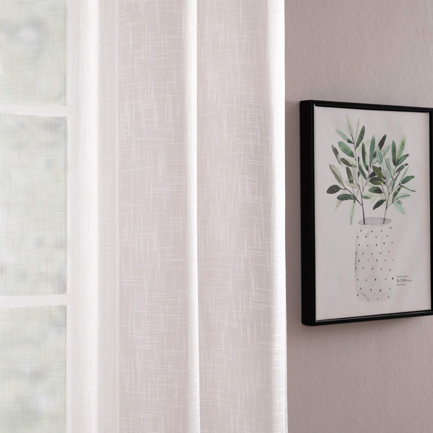 Jinchan Embroidered Rod Pocket White Window Voile Sheer Curtain Bedroom, 1 Panel