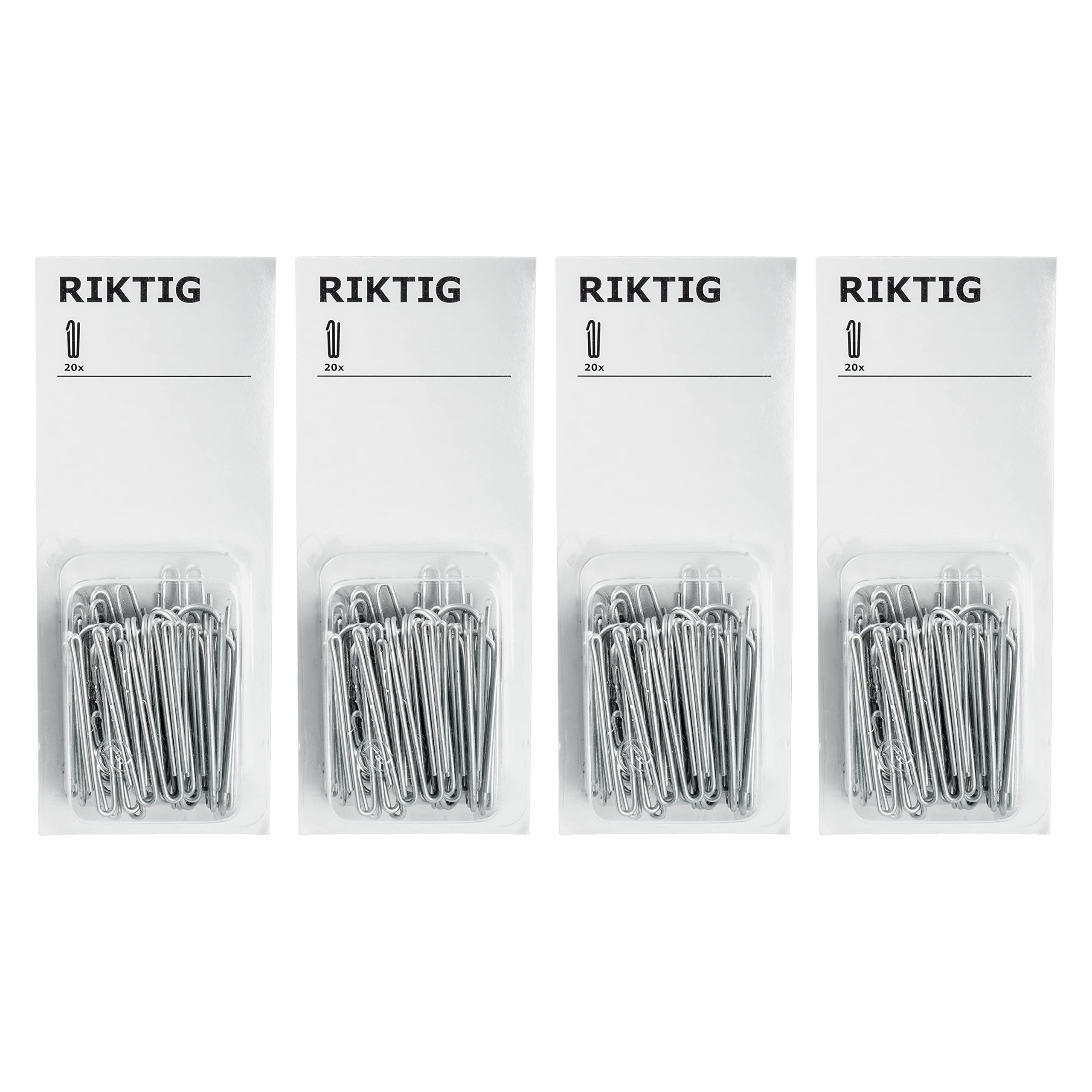 Ikea RIKTIG Curtain Hooks, Galvanised, 402.122.03, For Curtains with Gathering Tape - Set of 80 (4 x 20pk)