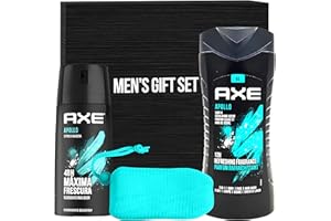PARTYPOM Axe Men's Gift Set, Includes Axe Men Apollo Body Wash Sage and Sedalwood, Axe Men Apollo Body Spray Citrus and Madera, Bonus Party-pom Soap Saver in Gift Box, Perfect for Father's Day, Dad, Boyfriend
