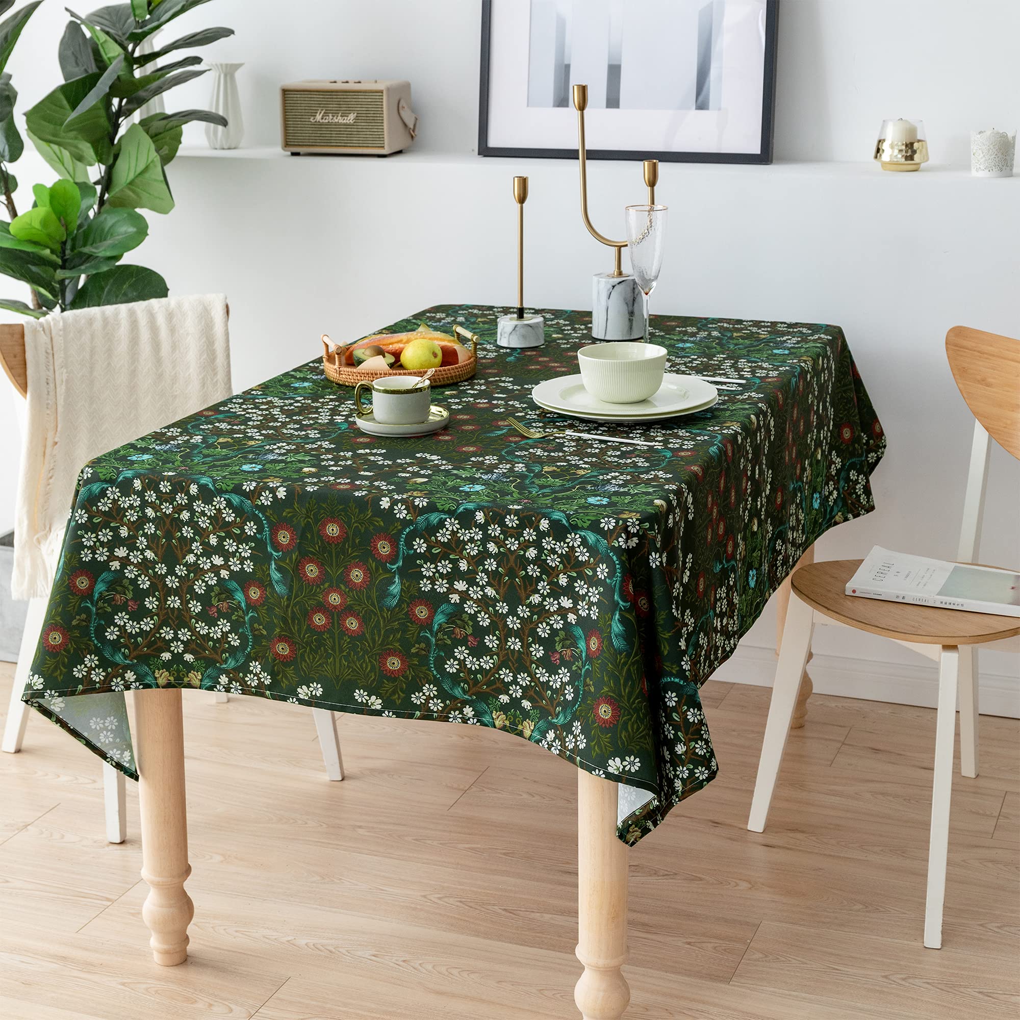 Obal William Morris Tablecloth Original Design Tablecloth Water Resistant Rectangular Table cloth Kitchen Dinning Decoration Table Cover Washable, 260cm x 152cm (Blackthorn)