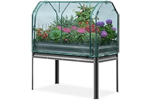 KING BIRD Large Raised Garden Bed with Netting Galvanized Elevated Planter Box with Legs 48×24×56 in for Backyard, Patio, Balcony, 400lb Capacity, Dark Grey