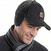 APXESS Men's Winter Outdoor Hat with Earflaps, Adjustable Warm Sport Golf Baseball Cap for Men, Thickened Insulated Dad Caps