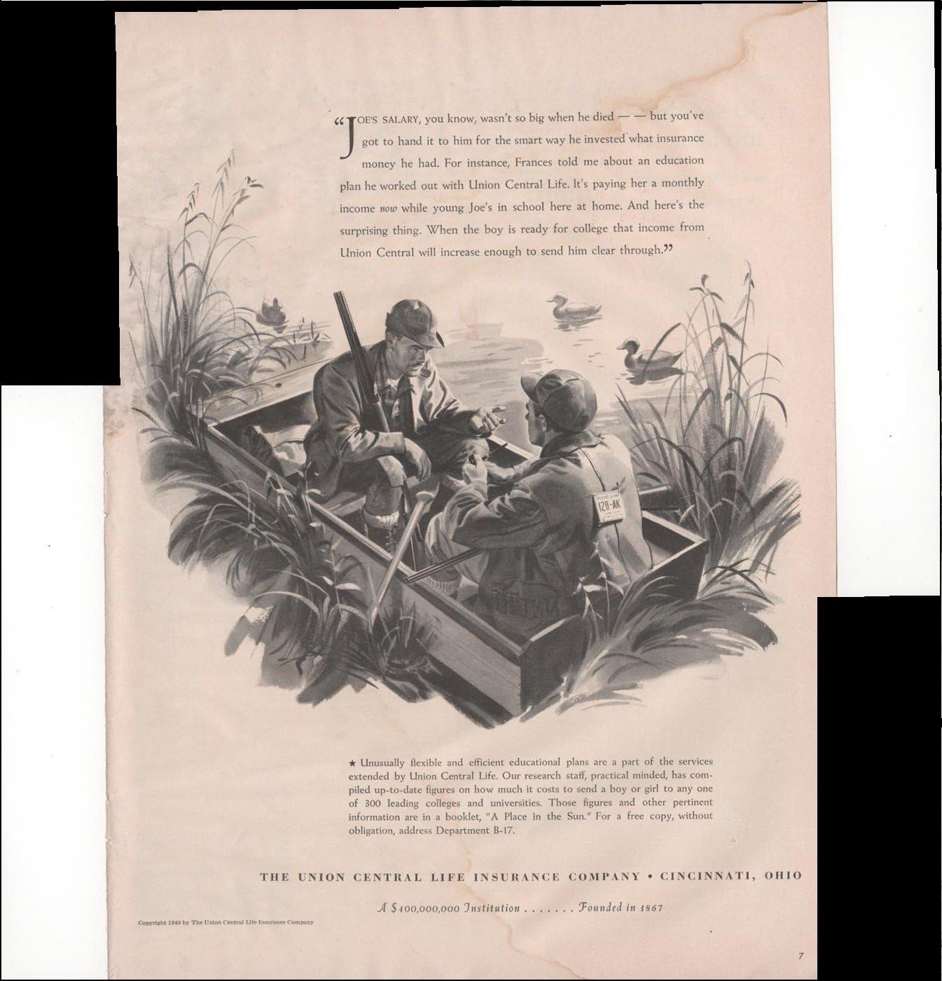 Amazon Com The Union Central Life Insurance Company Cincinnati Oh Men Fishing 1940 Vintage Antique Advertisement Prints Posters Prints