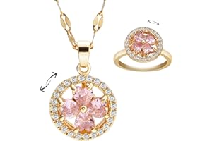 CHEERELAX Fidget Necklace Anxiety Fidget Rings for Women, Four-Leaf Clover Worry Rings for Anxiety, Stainless Steel Fidget Spinner Rings for Women, Fidget Rings for Anxiety with Zirconia Stones