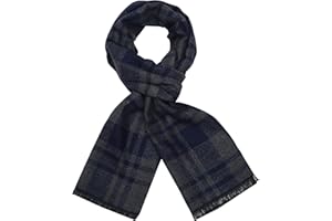sy soul young Long Cotton Scarf for Men - Warm Fringe Plaid Scarves With Luxurious Gift Box