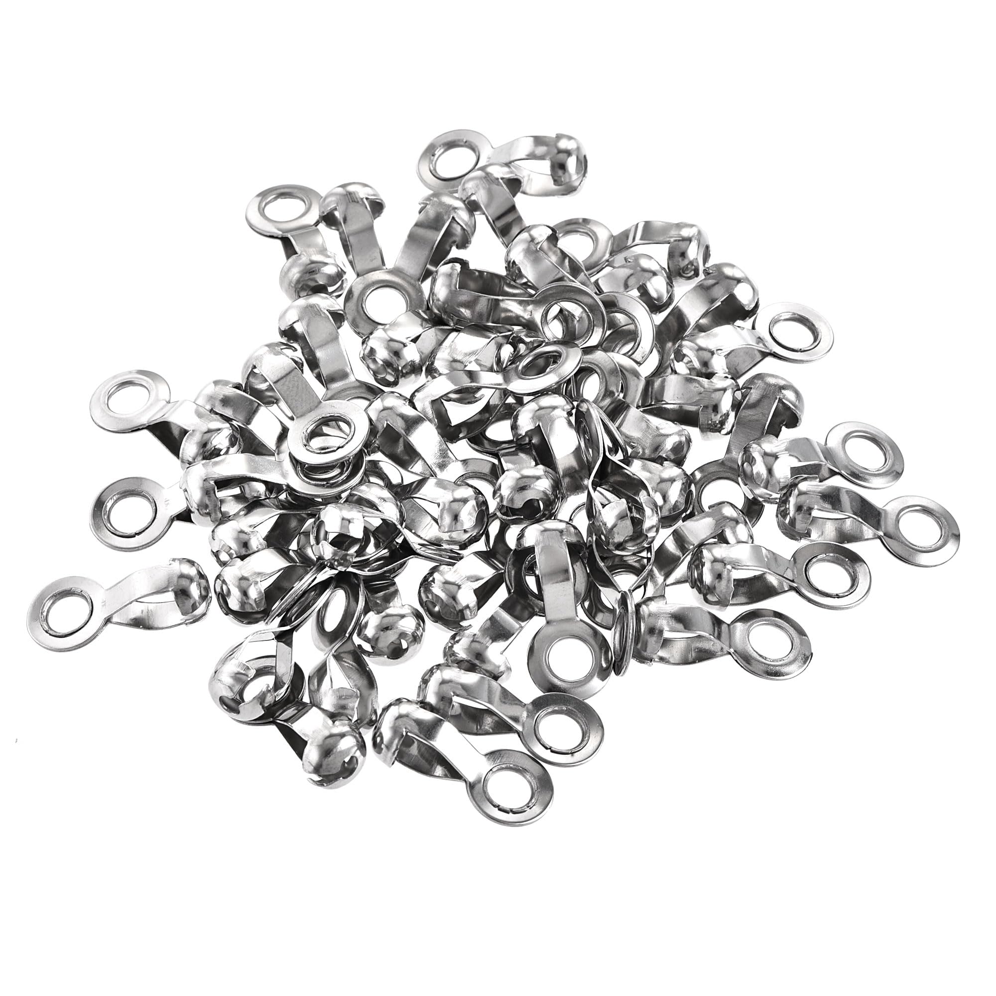 sourcing map Ball Chain Connector, 6mm 6.5mm Pull Loop Crimp Link Stainless Steel Connection, Pack of 50