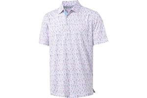 M MAELREG Mens Golf Shirt Short Sleeve Dry Fit Print Moisture Wicking Performance Patterns Collared Polo Shirt