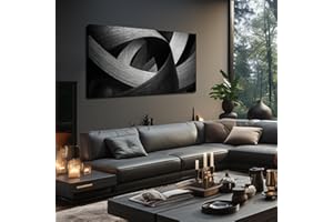 JuhaiArt Abstract Canvas Art for Living Room Bedroom Office Black Wall Decor Gray Picture Artwork 24" x 48" Lines Prints