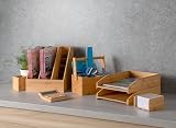 Osco Bamboo Square Pen Pot Desk Tidy 10.2 cm Office Organizer view 9