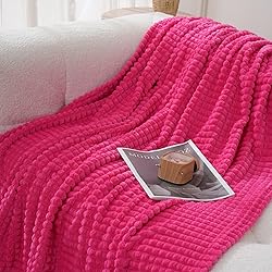 Puncuntex Flannel Fleece Throw Blanket Hot Pink