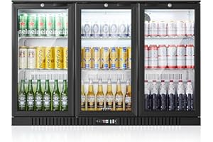 BODEGA BODEGACOOLER Commercial Bar Cooler With 3 Glass Doors,11.4 Cu.Ft Under Counter Beverage Refrigerator,Back Bar Refrigerator,Commercial Display Drink Fridge,LED Lighting Beer Wine Soda Drinks