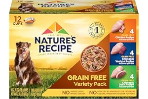 NATURE'S RECIPE Nature’s Recipe Grain Free Chicken Recipe, Chicken & Venison Recipe and Chicken & Duck Recipe in Savory Broth Variety Pack Wet Dog Food, 12-2.75 oz. Cups, 2 Count