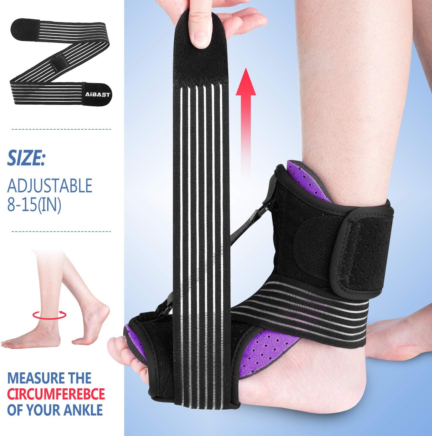 AiBast Plantar Fasciitis Night Splint, 2020 New Upgraded Purple Multi Adjustable Ankle Brace Foot Drop Orthotic Brace for Plantar Fasciitis, Arch Foot Pain, Achilles Tendonitis Support for Women, Men: Health & Personal Care