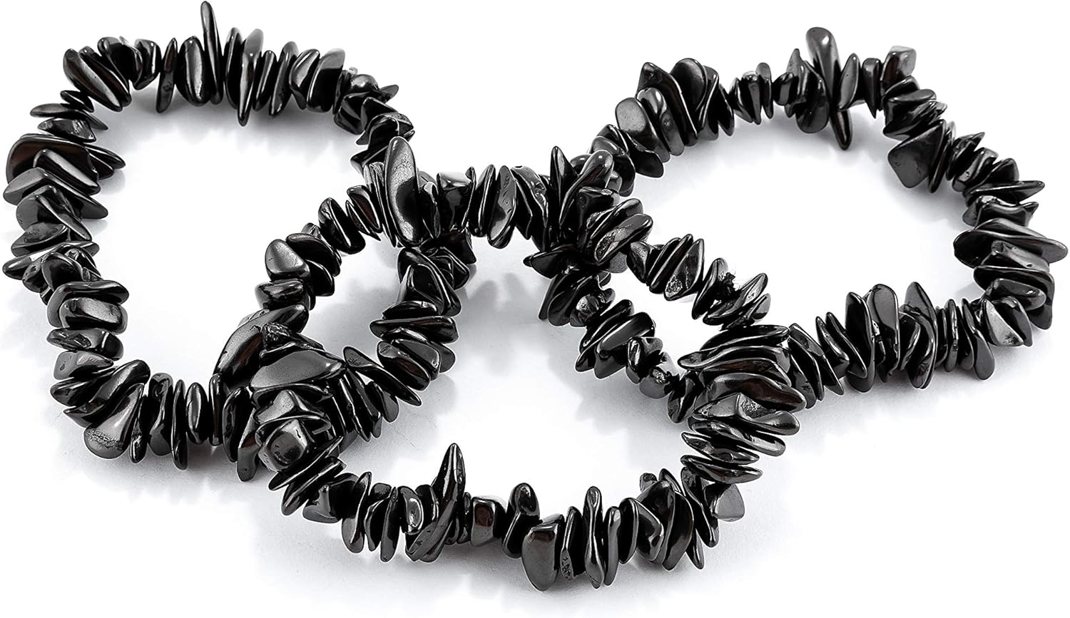 SN NATURSTEIN UG Precious stone shungite directly from Karelia: 3 x bracelet Dragon Scales, Black/White