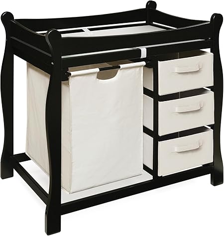 changing table with laundry hamper