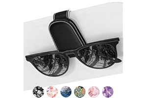 NPOOYI Sunglasses Holder for Car Visor, Magnetic Leather Sunglass Holder, Sun Visor Glasses Hanger Clip, Car Interior Accessories for Women Men, Fits All Size Eyeglasses, Black