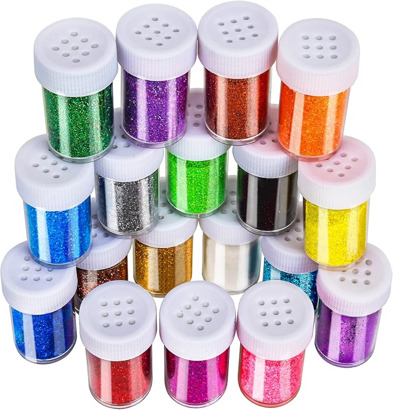 LEOBRO 18 Pack Glitter Shake Jars Set 270g Extra Fine Craft Glitter