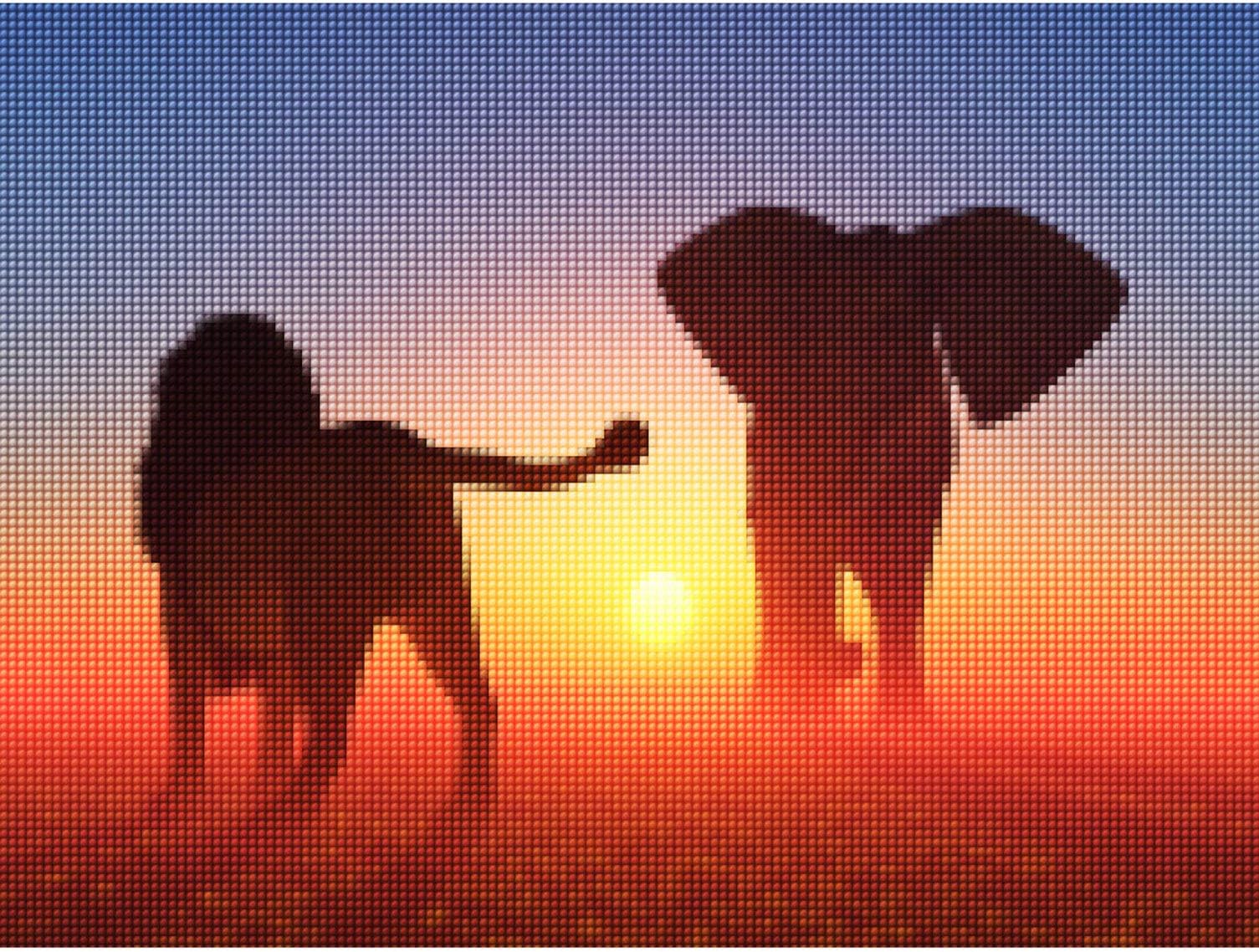 5D Diamond Painting Kits for Adults by BANLANA, DIY Cross Stitch Crystal Rhinestone Embroidery Pictures Art Kit with Premium Tools, 12" by 16" Arts Craft for Home Wall Decor (Elephant Lion at Sunset)