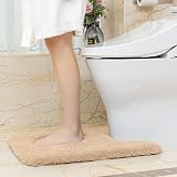 Non Slip Toilet Mat 50x60cm U Shape Beige Ultra Soft Thick Microfiber view 2