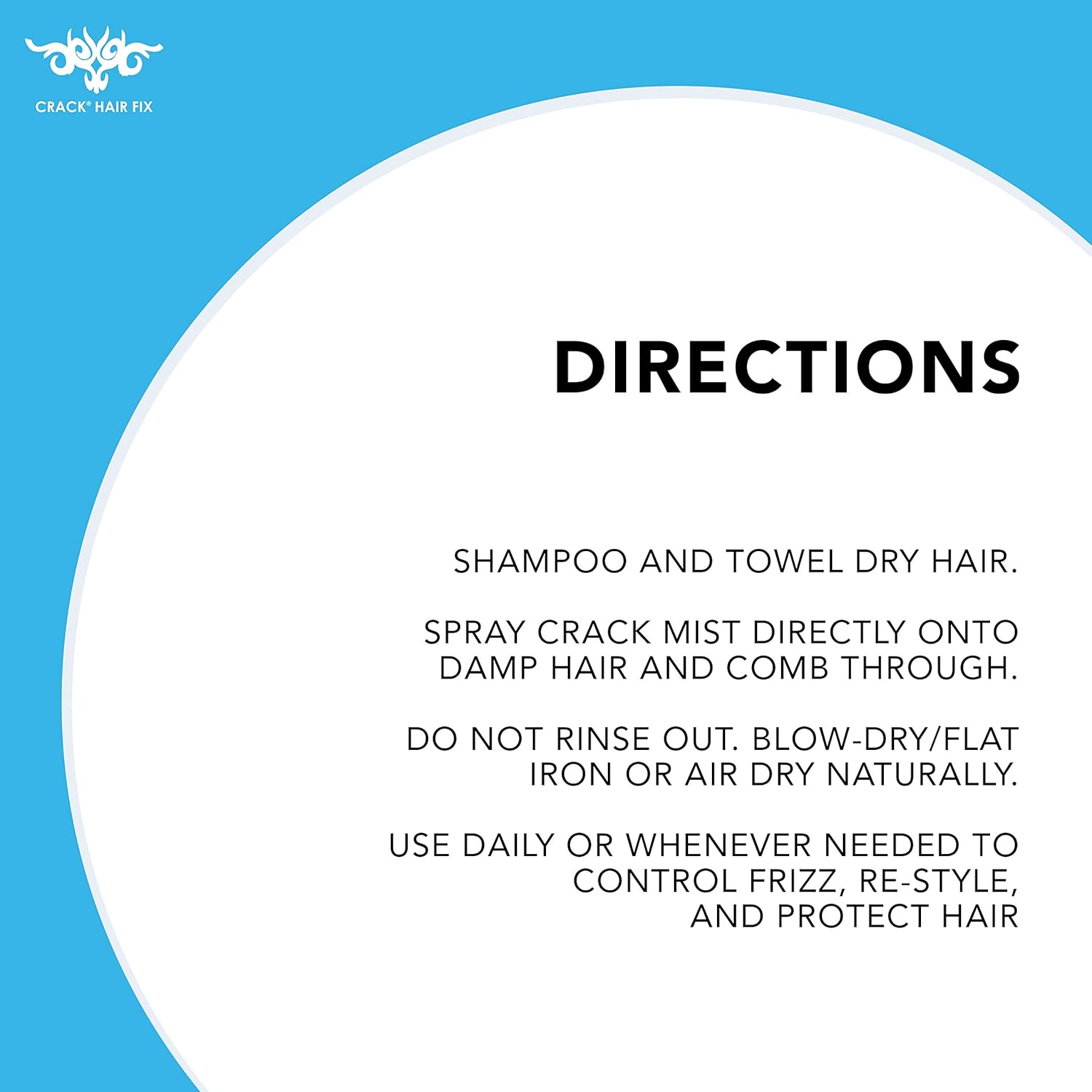 CRACK HAIR FIX Mist Spray - Moisturizes & Protects Hair From Dryness & Thermal Damages, Improves Texture and Restores Youthful Shine ( 6 Oz / 177.4 Milliliter ) : Beauty