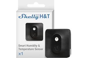 Shelly Bluetooth Smart Temperature & Humidity Sensor with Remote App Control & Monitoring, Home Assistant, Alexa, Google Home, Smart Scenes, IP54, Notification Alerts, Blu H&T Black