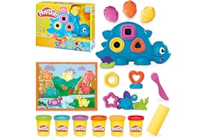 Play-Doh Shapes & Colors Dino Starter Set, Tactile Sensory Play Dinosaur Toys for Kids 2+, 11 Accessories
