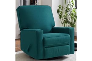 Harkawon Swivel Rocker Recliner Chair, Glider Rocker Recliner, Rocking Chair Nursery, Fabric Chair with High Back, Deep Seat, for Living Room, Bedroom, Green
