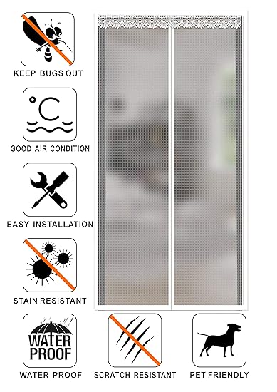 Liveinu Wärmeschutzvorhang Magnet Thermo Türvorhang Fliegengitter Panel-Isolierung Thermovorhang Wasserdicht Winddicht Klimaa